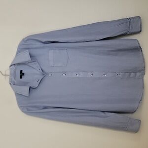 Gap Blue & White Pinstriped Button Long Sleeve Shirt L